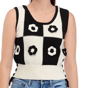 Industry Black and White Floral Knit Top